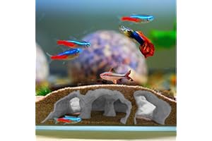 LIYAOLI Aquarium Cave Tunnel 3D Printed - Fish Tank Decoration Natural Fish Hideout for Pleco, Shrimp & Corydoras | Sinking Base & Viewing Ports | Substrate-Friendly Decor (7.3" Under Gravel Design)