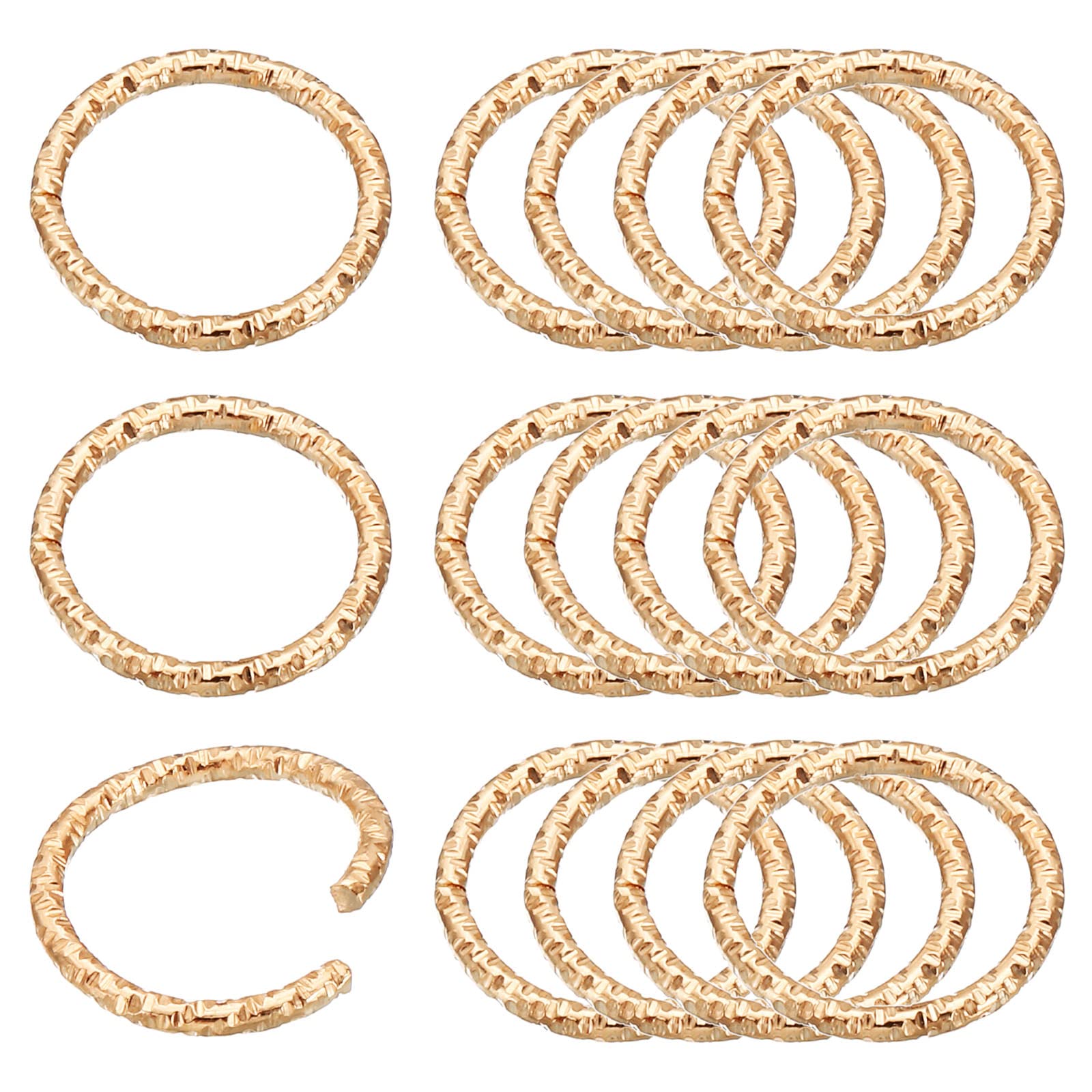 PATIKIL 1.5 x 15mm Wine Glass Charm Ring, 100 Pack Metal Earring Beading Hoop Twisted Open Jump Rings, Light Golden