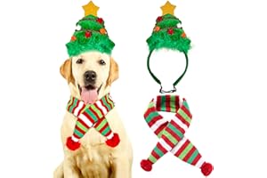 JeVenis Christmas Tree Hat Headband Dog Costume Funny Holiday Costume for Dogs Christmas Party Pet Decoration (Green)