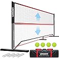 LOMGWAYS Badminton Pickleball Net - 20FT Adjustable Portable Badminton Net for Pickleball,Tennis,Badminton with Pickleballs and Carry Bag,Small Pickleball Net for Backyard,Beach,Driveway,Easy Setup