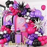 Hot Pink and Purple Balloon Arch Kit, Purple Black