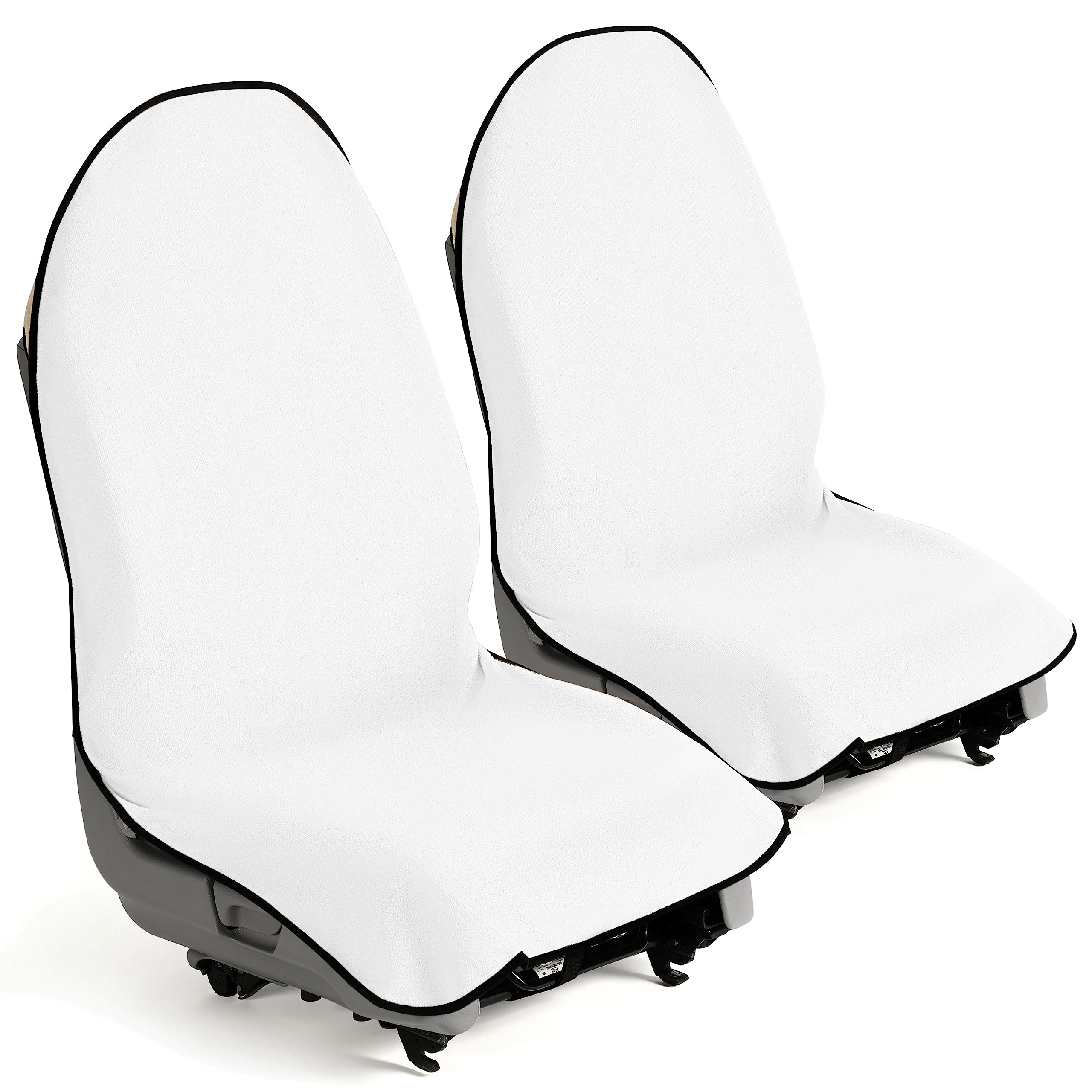 Photo 1 of lebogner Car Seat Towel Cover for Post Gym Workout, Running, Swimming, and Hiking, 2 Pack Universal Fit Anti-Slip Waterproof Sweating Anti-Slip Bucket Seat Protector for Cars, SUVs and Trucks, White