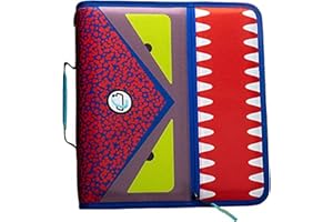 CASE IT Case-it The Dual 2-in-1 Zipper Binder - Two 1.5 Inch D-Rings - Includes Pencil Pouch - Multiple Pockets - 600 Sheet Capacity - Comes with Shoulder Strap - Monster Design Dual-101-ME