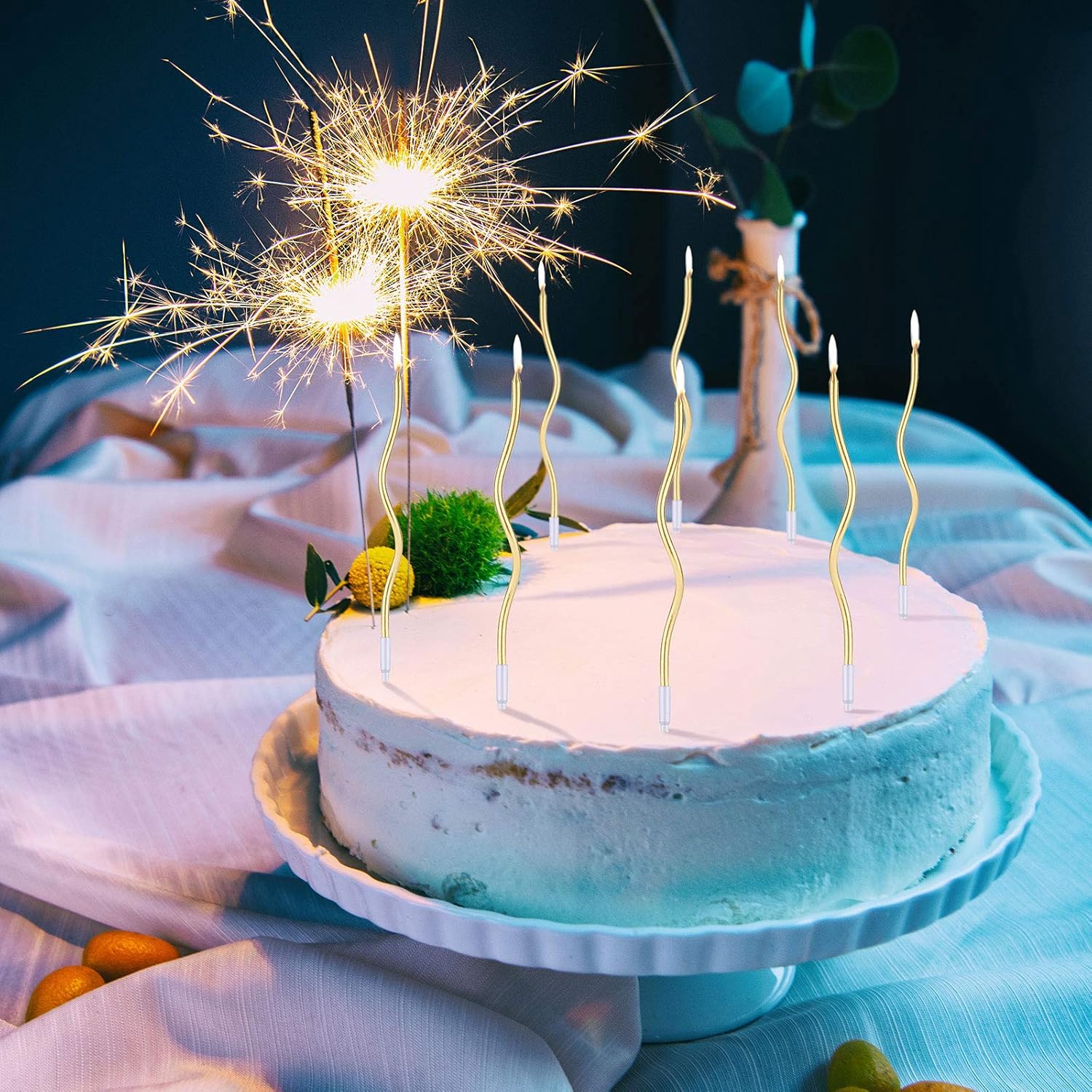 LUTER 24pcs Metallic Birthday Candles in Holders Spiral Birthday Cake Candles Long Thin Cupcake Candles for Birthday Wedding Party Decoration(Gold) - Image 5