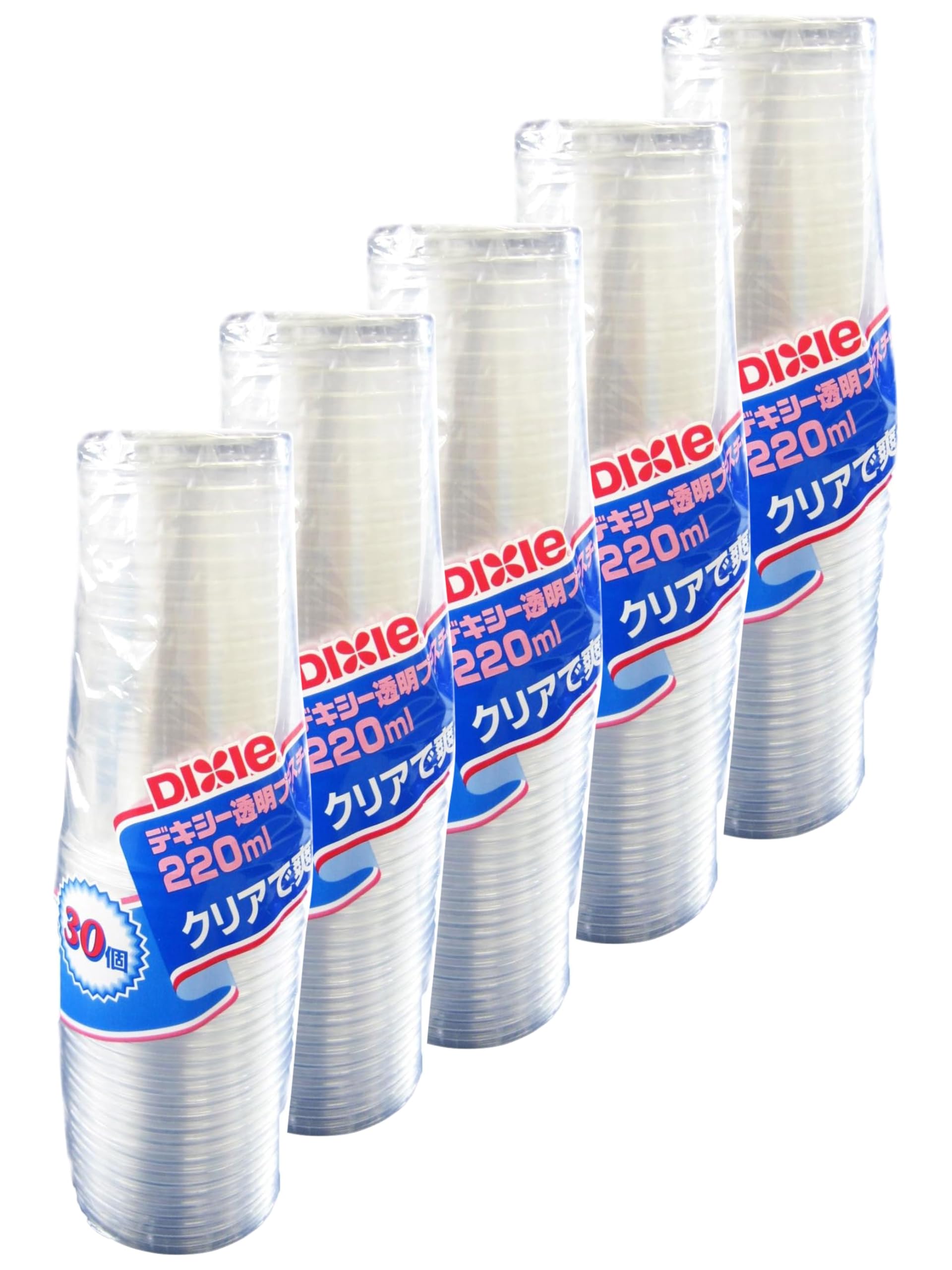 日本デキシー プラスチックカップ 220ml 透明 30個入×5 使い捨て クリアカップ プラスチックコップ 日本製 エコノウエア KPC307ES商品画像
