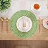 SHACOS Round Placemats Set of 6 Green Braided Woven Heat Resistant 38 cm view 9