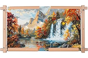 GUOFA Beech Wood Cross Stitch Frame Scroll Embroidery Hoop, Needlepoint Stretcher Bars & Stand, Quilting Stitching Holder for Cross Stitch Supplies, Embroidery Accessories & Needlework Projects