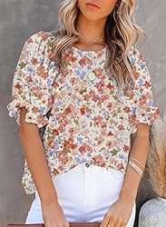 Dokotoo Floral Print Blouses for Women Fashion 2025