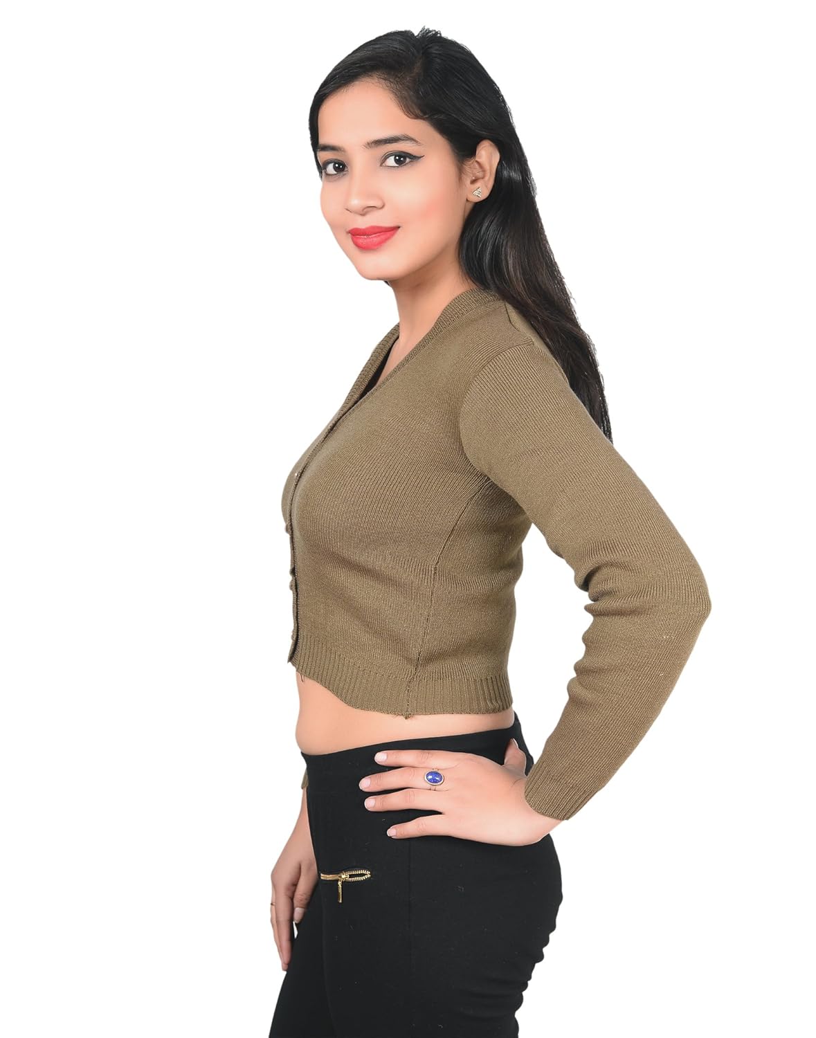 malvina women's high quality winter warm woollen saree blouse long sleeves sweater