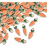 KitBeads 100pcs Enamel Carrot Charms, Cartoon Raddish Charm, Alloy Bunny Rabbit Carrot for Jewelry Making Bracelets Necklace