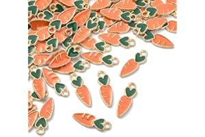 KitBeads 100pcs Enamel Carrot Charms, Cartoon Raddish Charm, Alloy Bunny Rabbit Carrot for Jewelry Making Bracelets Necklace