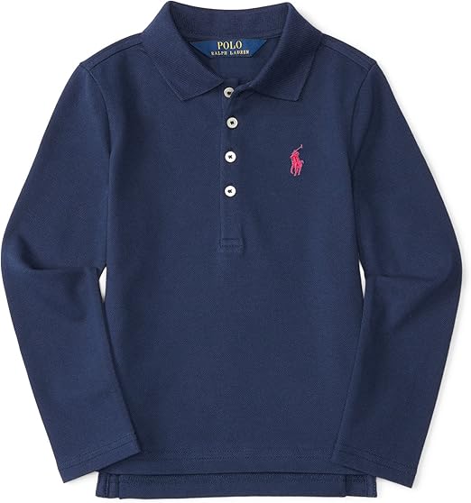 Ralph Lauren Little Girls' Stretch Mesh Long Sleeve Polo