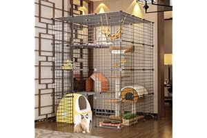 DIY Large Cat Cages Indoor,DIY Kennel Playpen.Detachable Metal Wire Large Cat Cage Exercise Place Ideal for 1-4 Cat,Comes wit