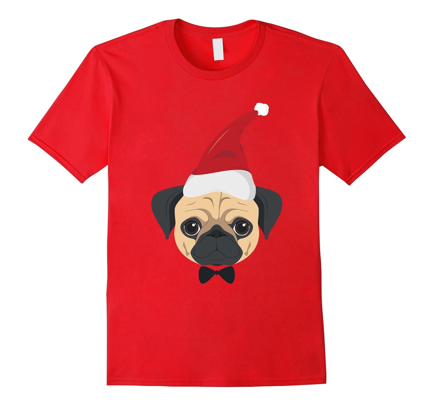 Pug Dog With Red Santa's Hat Funny Xmas Tshirt-ANZ