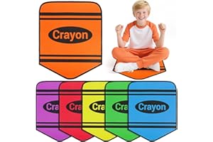 AKAIXI 6pcs Crayon Carpet Seats for Classroom 14X17 Inch Colorful Floor Mat Small Crayon Classroom Rug Non Slip Floor Cushions for Preschool Kindergarden Daycare Elementary School Learning Playing Areas