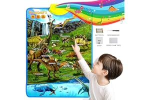 Paloura Dinosaur Poster - Electronic Interactive Educational Talking Poster Learn Names & Sounds & Facts & Games of Dinosaur Learning Toys for 3,4,5,6 Year Old Boys Dinosaur Posters for Boys Room