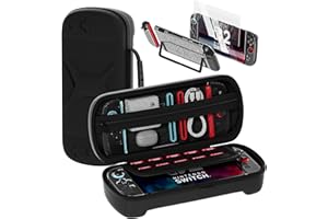 QUAGGY Designed for Nintendo Switch 2 (2025), TPU&PC Ultra-Slim Protective Case, Game Card Slots, All In One Carrying Case for Switch 2 Accessories [Bult-in 2 Screen Protector] Black