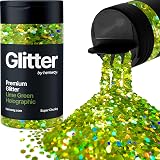 Hemway Holographic Lime Green Glitter Shaker 130g 1/8" Metallic Flake view 1