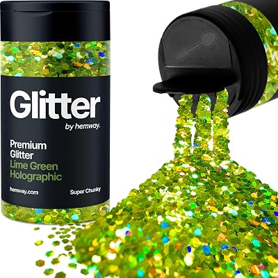 Hemway Holographic Lime Green Glitter Shaker 130g 1/8" Metallic Flake