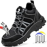 FUDYNMALC Steel Toe Boots for Men: Slip Resistant Safety Work Shoes Comfortable Breathable Working Footwear for Industrial Construction