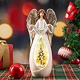 Vigdur 10" Guardian Angel Figurines - Resin Angel Statues and Figurines with Lights Battery Operated Sculpture Angel Gift for Women, Home, Office and Shelf Decor