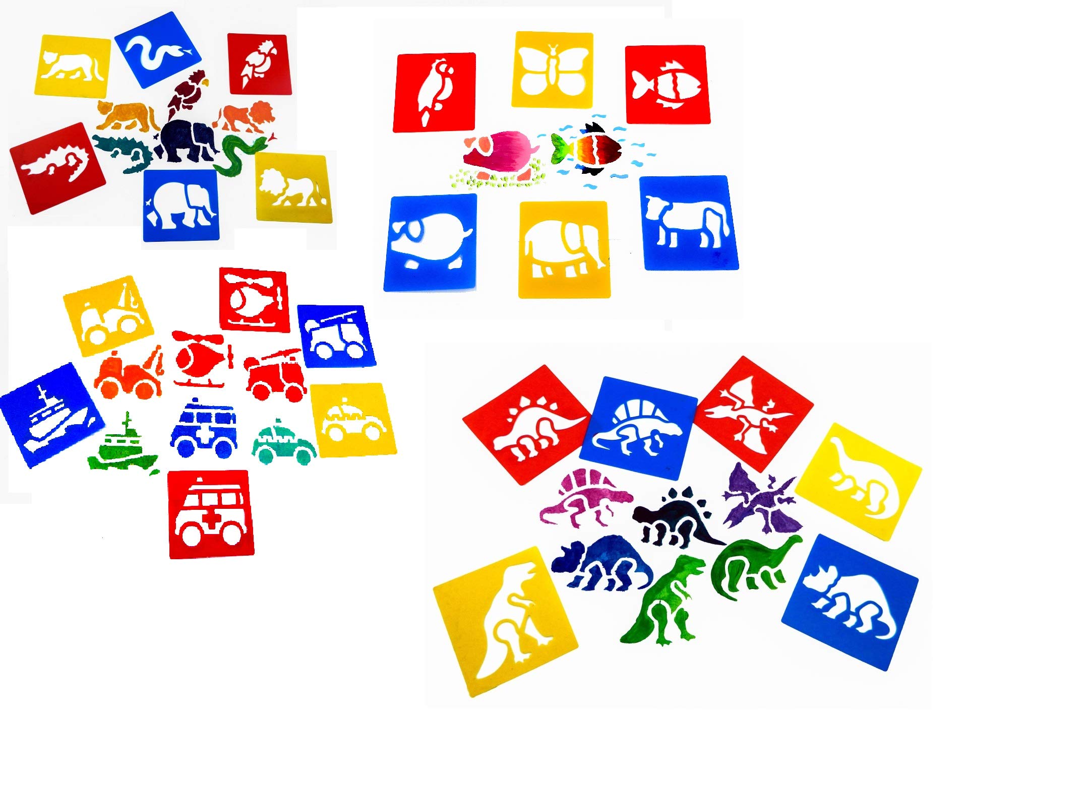 Washable Plastic Stencils | Assorted Pack | 24 Stencils Included! | 15cm x 14.5cm