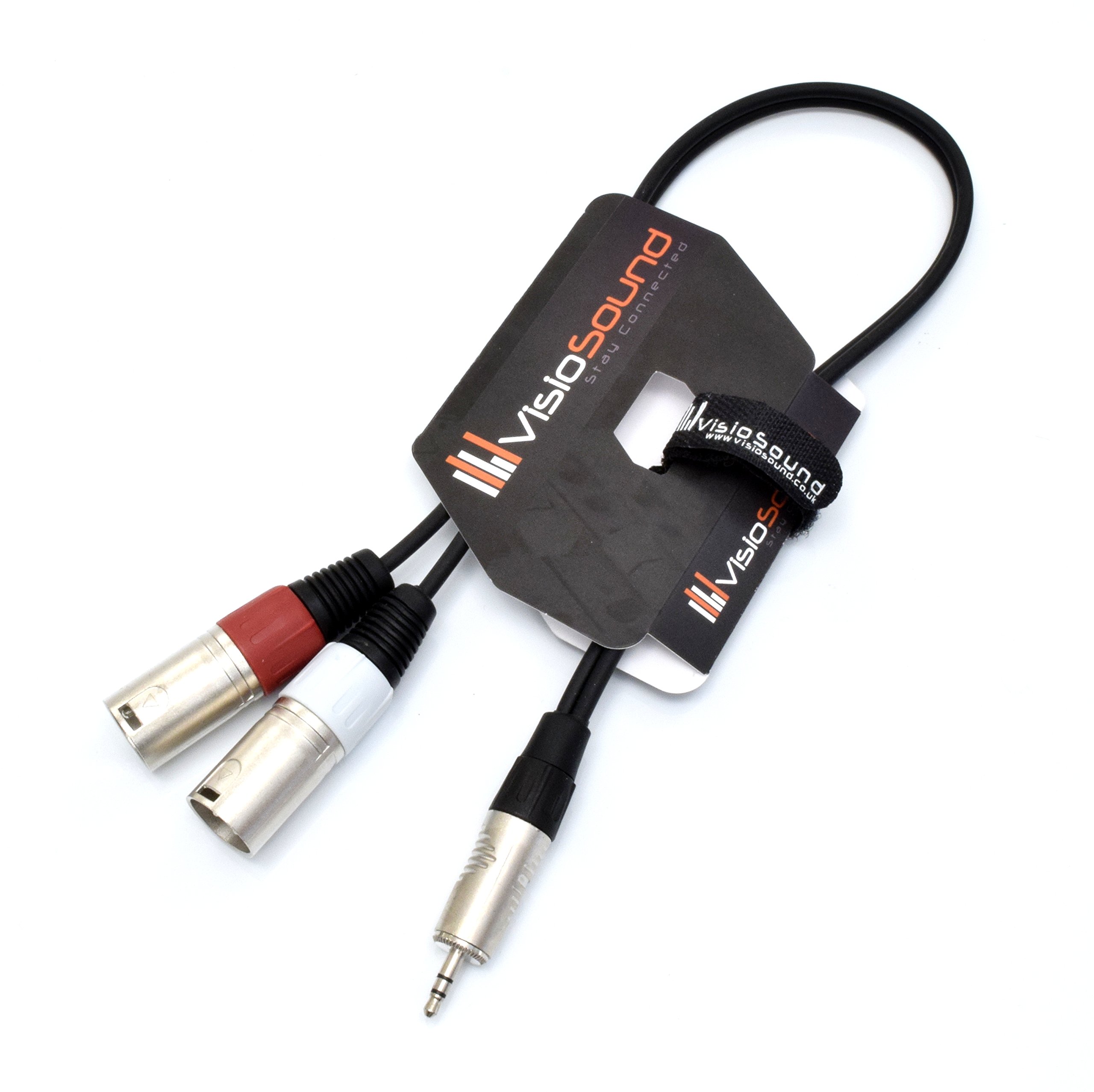 VisioSound 3.5mm Stereo TRS Mini Jack to Twin 2 x Male XLR Lead/Audio Signal Cable 0.5m