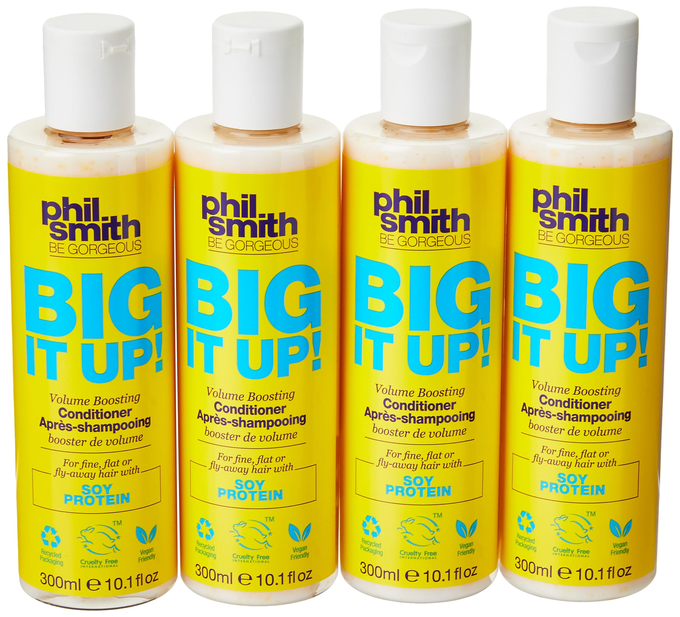 Phil Smith Be Gorgeous | Big It Up! Volume Boosting Conditioner | For Fine and Flat Hair | with Soy Protein to Help Promote Hair Health | Moisture Locking | Vegan Friendly | 300 ml | Pack of 4