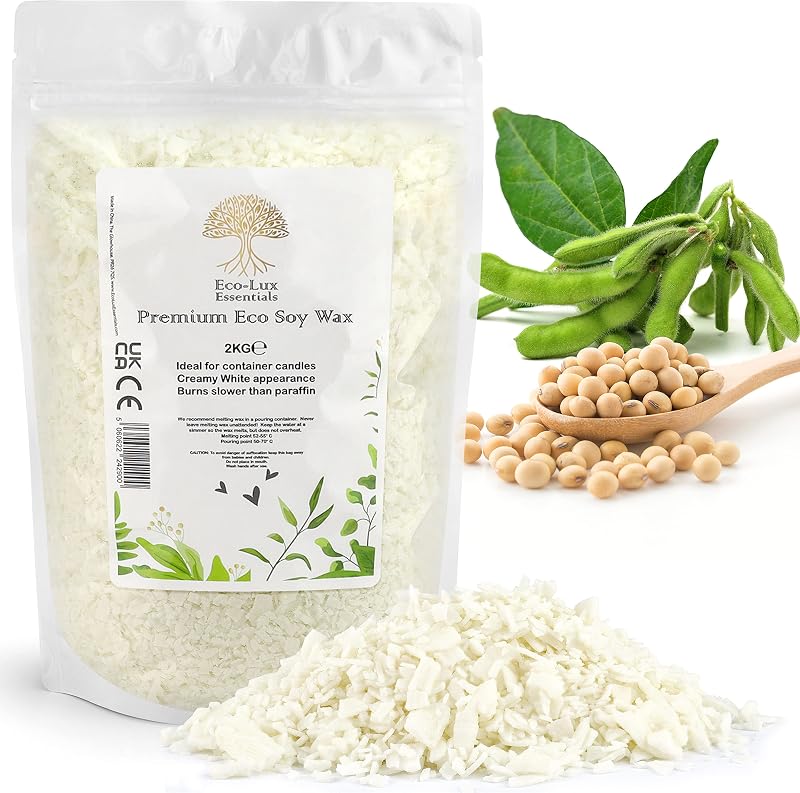 Eco Lux UK 2kg Premium Soy Wax White Flakes - 100% Natural Vegan
