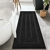 HOMORE Black Bathroom Rug 24x60 Inch Soft Absorbent Bathroom Runner Rug, Washable Bath Runners Rugs Non Slip Long Bath Rug for Shower Tub