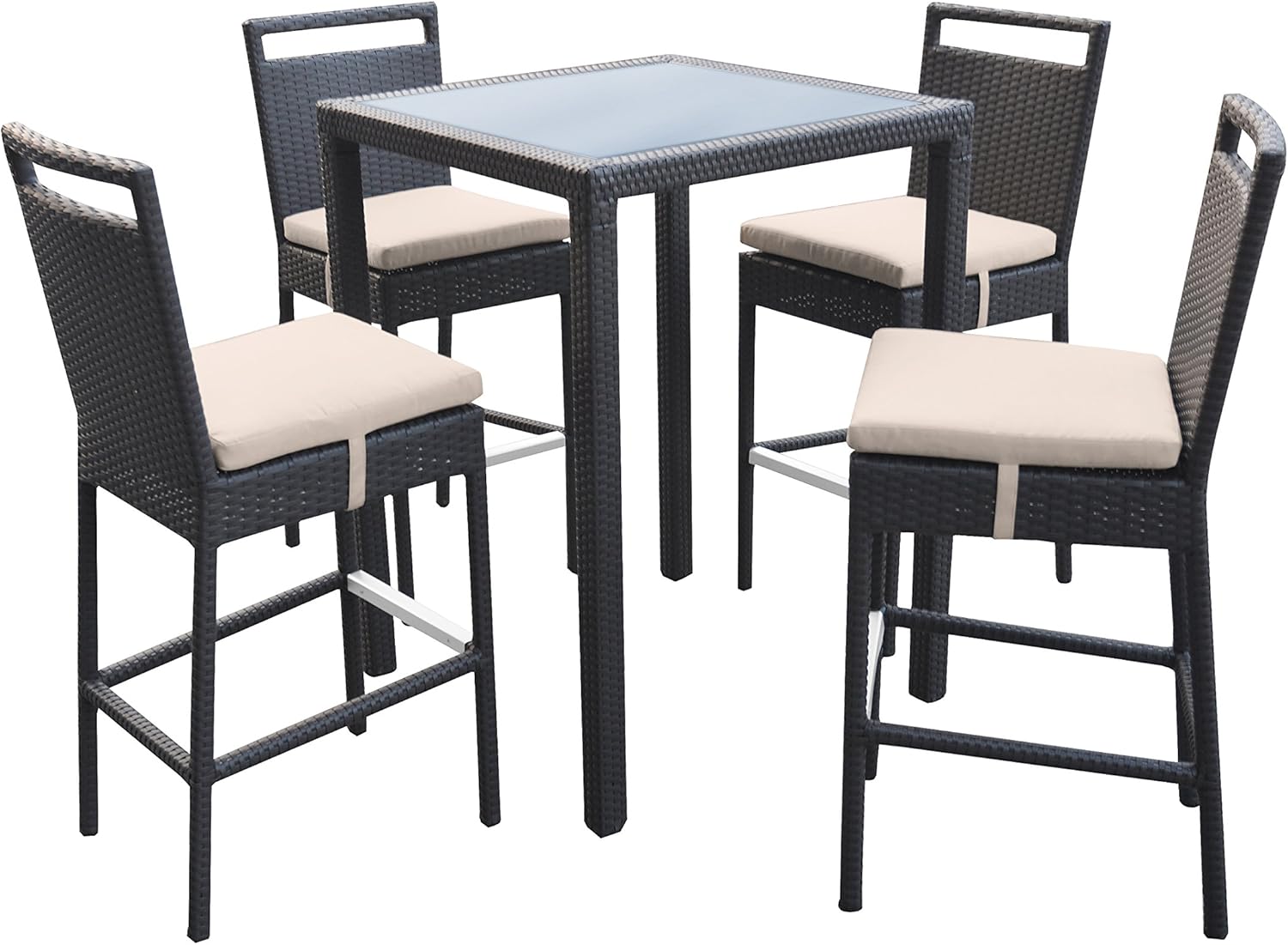 Armen Living Tropez Patio Wicker Bar Set: Furniture & Decor