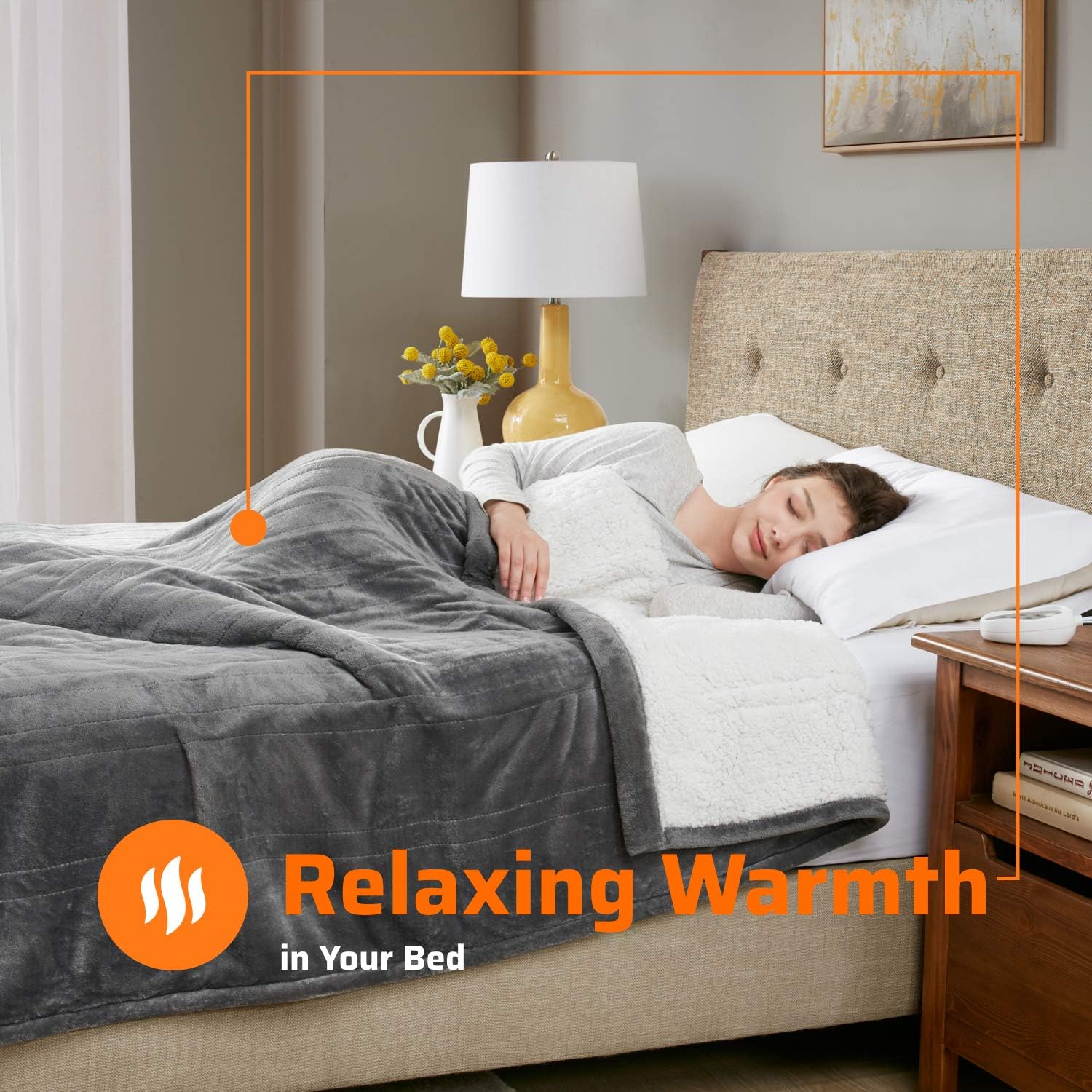 Degrees of Comfort Sherpa Plush Heated Blanket, Full Size Bed Electric Blankets with 20 Heat Settings Controller | 1-10 Hour Auto Shut Off |Washable, 80" X 84" Grey: Home & Kitchen