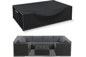 HIGHTQURO Patio Furniture Covers Waterproof, 600D Outdoor Furniture Covers Waterproof, Rectangular Outdoor Sectional Sofa Set Covers, Extra Large Patio Covers for Outdoor Furniture, 126"x63"x28"-Black