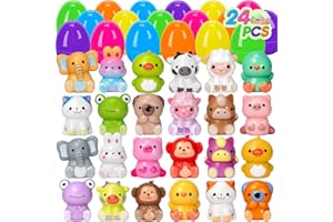SUGFUT 24 PCS Prefilled Easter Eggs with Toys Slow Rising Squishy Toys Easter Basket Stuffers for Toddler Easter Gifts for Kids,Squishies Easter Toys for Toddlers,Easter Party Favors,Easter Egg Hunt