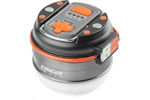 Wagan EL4302 LED Camping Lantern USB Rechargeable 220LM Mini Flashlight Magnetic Base Hanging Hook for Emergency Outdoor Hiking Home and Car