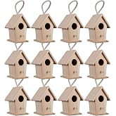 Make Market 4.3" Traditional Birdhouse - Unfinished Hanging Birdhouse Made of 100% Wood, Outdoor Nesting Boxes - Bulk 12 Pack