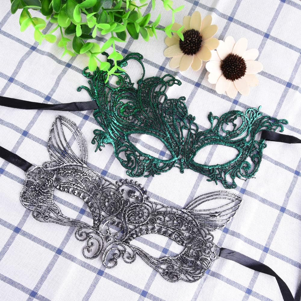 SIQUK 20 Pieces Lace Masquerade Mask Women Venetian Masks Lace Mask for Party Evening Prom Ball Bachelorette Party and Costumes, 9 Colors - Image 5