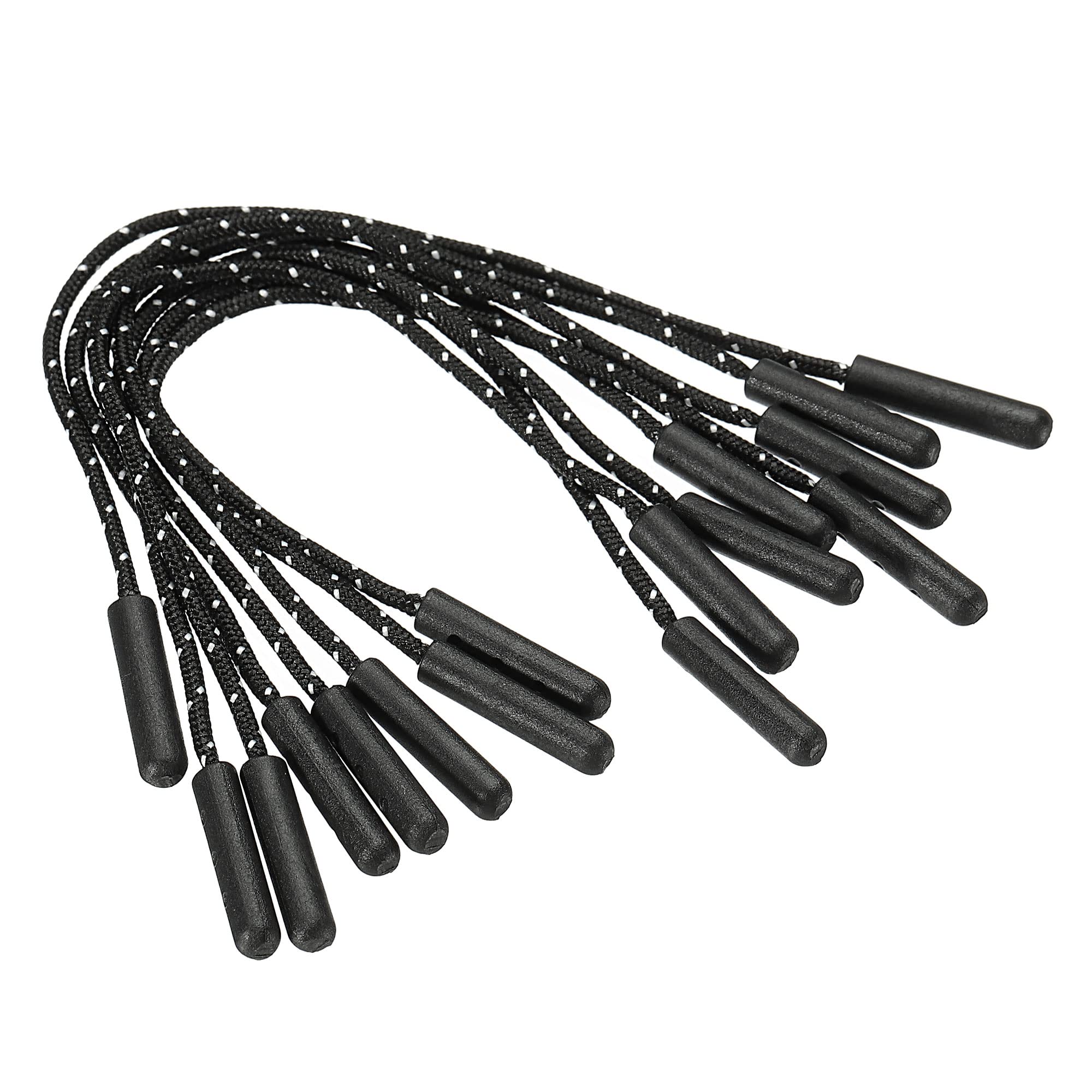 PATIKIL Zipper Pulls Extension Handle Cord, 30 Pack Finger Use Plastic Curve Puller Tab Tag Extender for Luggage Backpacks, Black