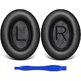 Link Dream Ear Pads for Bose Quiet Comfort 35 Soft Protein Leather Replacement Earpads Ear Cushions Ear Pad for Bose QC 35/25 / 15 QC2 / Ae2 / Ae2i / Ae2W / Sound Link/Sound True (Black)