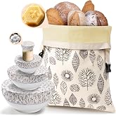 Beeswax Bread Bag and Sourdough Bread Bowl Covers Homemade Bread Storage | Bread Proofing Reusable Cotton 5-piece Set Plastic-free Food Storage and Varying Sizes Fit Your Bowls 4" to 12"