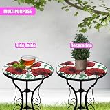 GEEZY Mosaic Garden Table - Poppies Design, 30.5cm Weatherproof Iron view 6