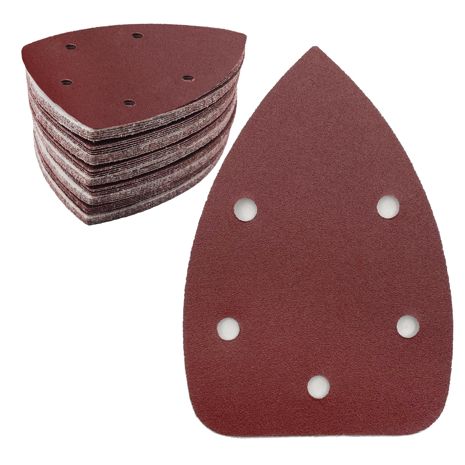 Pack of 50 Sandpaper Triangle Sanders, 180 Grit 5-Hole Sanding Pads Sandpaper Delta Sander Sanding Sheets for Triangle Sanders 140 x 100 mm