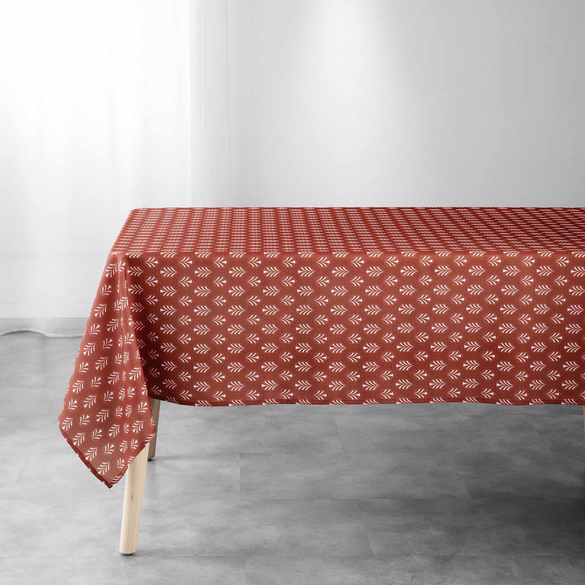 Douceur d'Intérieur, Manuela Rectangular Tablecloth 145 x 240 cm Terracotta Polyester Printed