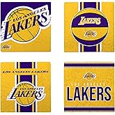FOCO NBA Official 4-Pack Beverage Drink Stone Coaster Set (Los Angeles Lakers)