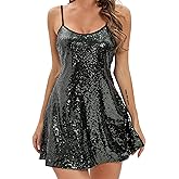 Just Quella Women's Sequin Body Con Mini Dress Metallic Glitter Dress