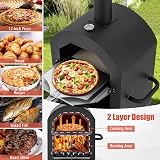 TANGZON Outdoor Pizza Oven Wood Fired with Thermometers and Cover 64x53x162cm view 3
