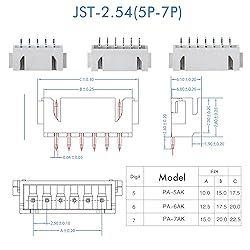 CQRobot JST XH SMT 2.54 mm Pitch 5-Pin/6-Pin/7-Pin