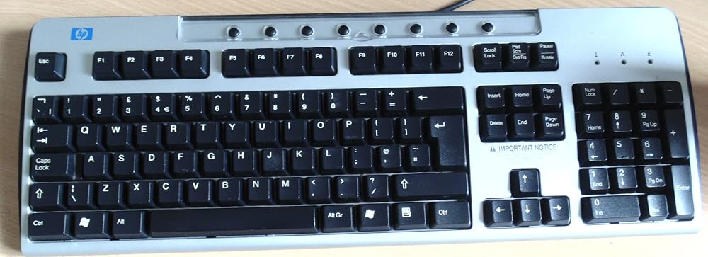 HP Standard Keyboard PS/2 Silver Black 2004 Model Desk Tilt Legs