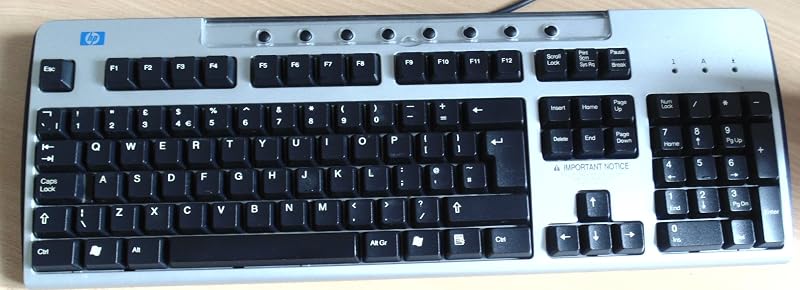 HP Standard Keyboard PS/2 Silver Black 2004 Model Desk Tilt Legs