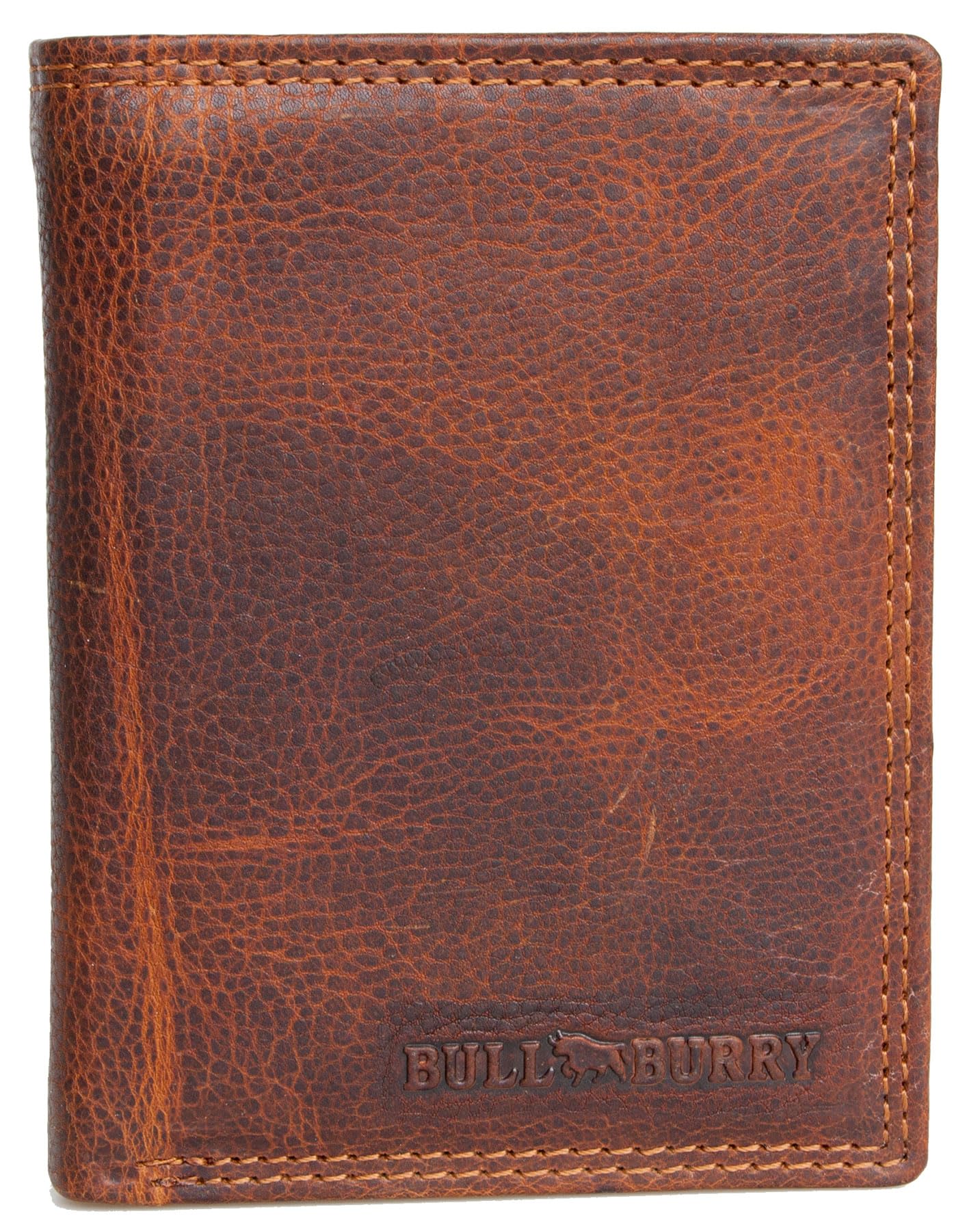 Men's Brown Glazed Durable Genuine Leather Wallet Bullburry with RFID (Data Protection)